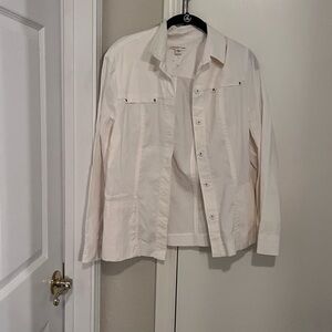 Coldwater Creek Cream Utility Jacket with Snap Details